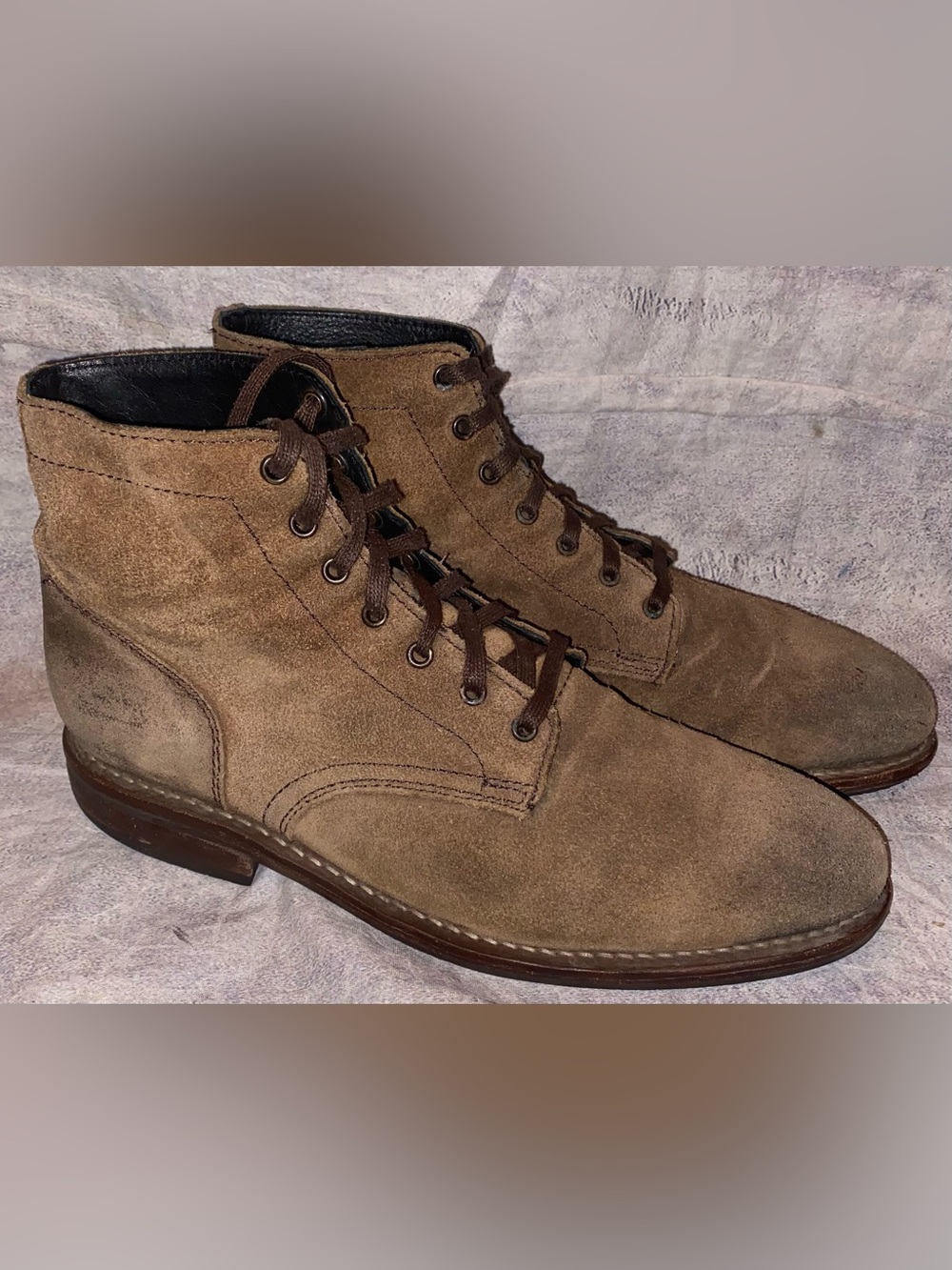 Thursday Boot President Mocha Suede Roughout Service Plain Toe 9.5 Mens Lug Sole